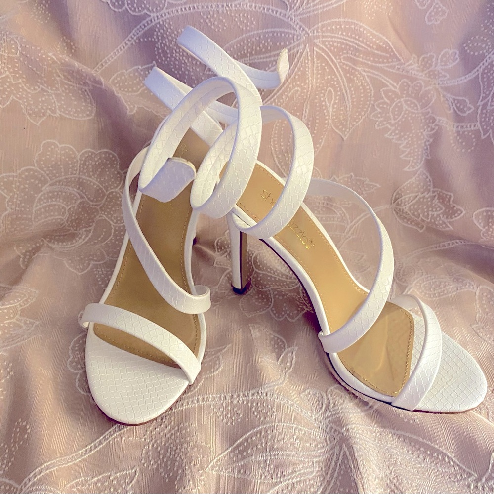 White scrappy, high heels brand new never worn